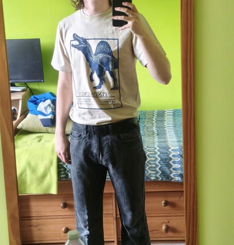 Customer photo review of Spinosaurus Sail-Backed Hunter T-Shirt