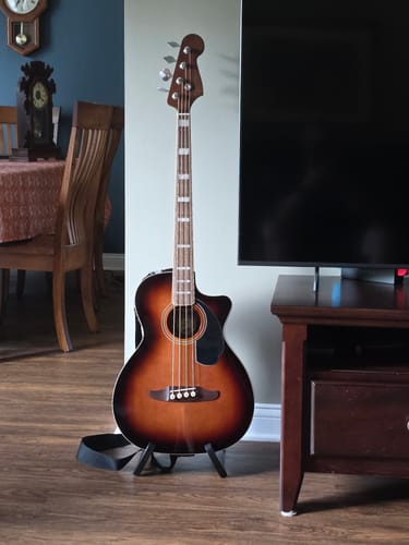 Customer photo review of BunnyNest A-Frame Guitar Stand – Collapsible, Lightweight, Portable, & Universal for Acoustic, Electric, and Bass Guitars
