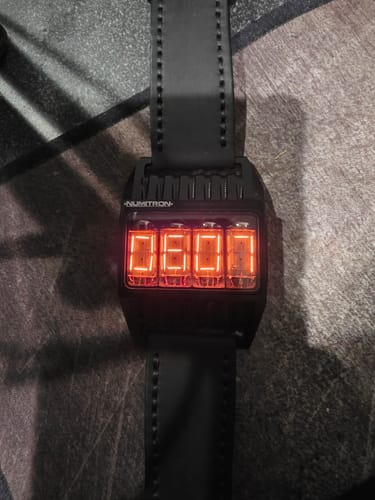 Customer photo review of Nixie Tube Watch 'Futuristic Numitron'