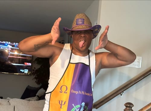 Customer photo review of Omega Psi Phi Straw Cowboy Hat with Strap