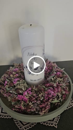 Kundenbewertung mit Video zu Große Kerze "Floral Kreis" Traukerze Brautkerze mit Namen & Datum zur Hochzeit