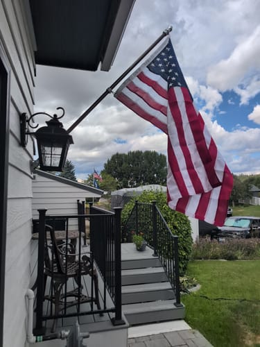 Customer photo review of Prestige Flag Pole for House Display - A Complete Wall-mounted Kit - American Flag Included