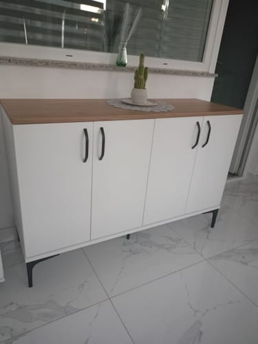 Customer photo review of Rani JE162 Kahve Köşesi Çok Amaçlı Dolap 4 Kapaklı Kiler Mutfak Dolabı Beyaz - Sepet Ceviz