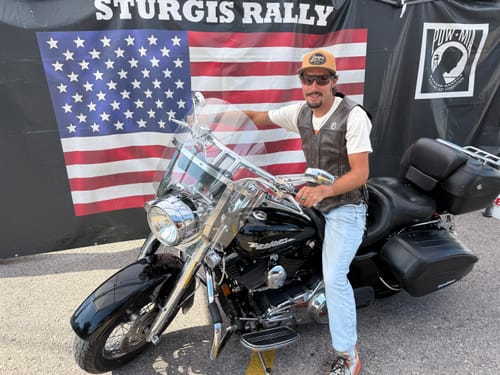 Customer photo review of BROWN MLM3540 Men's Roulette Distressed Brown 10 Pocket Motorcycle Leather Vest