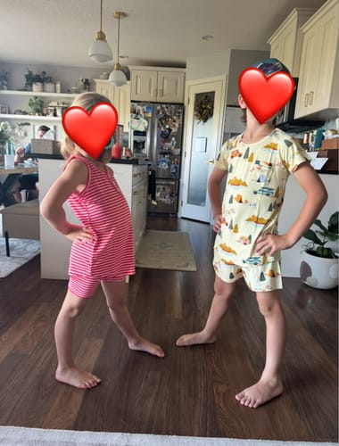 Customer photo review of Kids Tank Short Set -PINK STRIPE