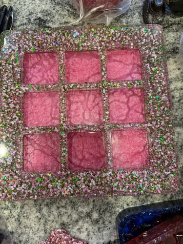 Customer photo review of 9.5x9.5x0.75" Big Tic Tac Toe Silicone Mold With X & O Pieces