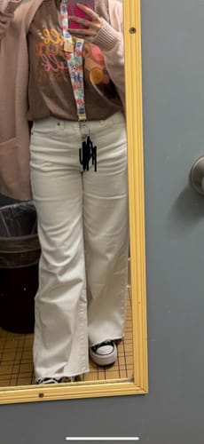 Customer photo review of Petite White Wide Leg Jeans