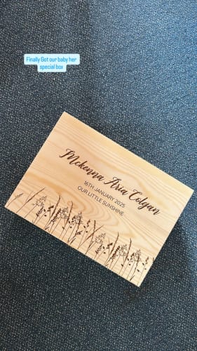 Customer photo review of Wildflower Engraved Pine Box (Pre-Order)