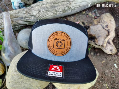 Customer photo review of Custom Leather Patch Hats Richardson 168 Laser Engraved