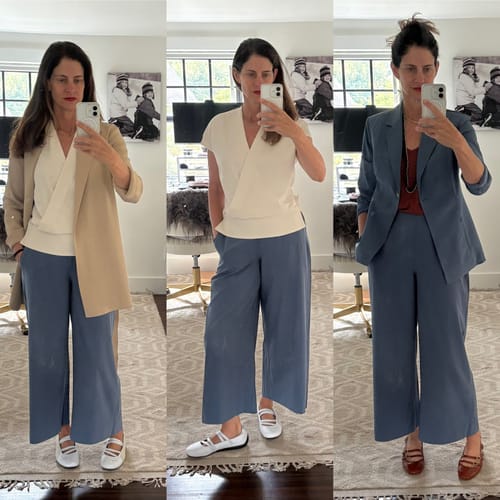 Customer photo review of Elena Travel Culotte - OrigamiTech :: Dusty Blue