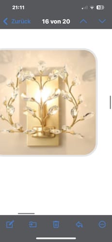 Customer photo review of Frendorf | Luminis Wandleuchte | Luxus-Kristall-Design | Blattmotiv | 1-flammig & Modern