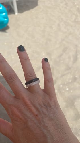 Customer photo review of Retro Felix Black and White Couple Ring