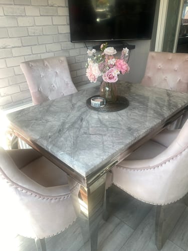 Customer photo review of Vienna Marble Top Dining Table