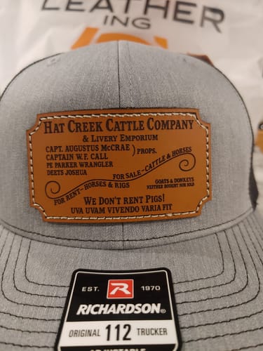 Customer photo review of Richardson 112 Genuine Leather Patch Hats Laser Engraved