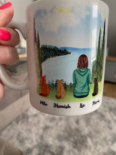 Customer photo review of Woman & Cats Mug - Life is better with a Cat -Personalised Mug