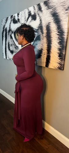 Customer photo review of Naked Keyhole Drape Tie Dress