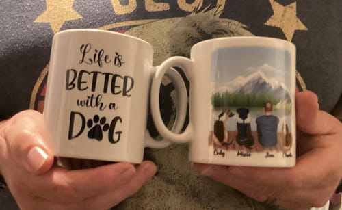 Customer photo review of Man & Dogs - World's Greatest Dog Dad Personalised Mug