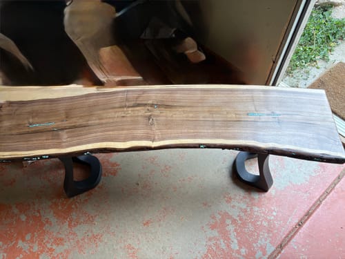 Customer photo review of 117 Uzar 16" Live Edge Bench Legs-9 inches wide / Metal / Black