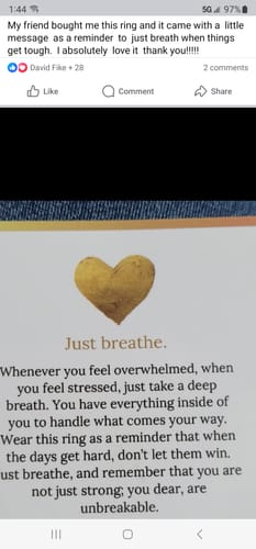 Customer photo review of Just Breathe Ring