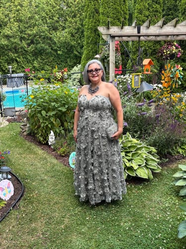 Customer photo review of Enchanted Midi Dress in Sage by Bariano - RENTAL