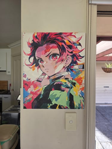 Customer photo review of Demon Slayer: Tanjiro Portrait - Anime Paint By Numbers Kit