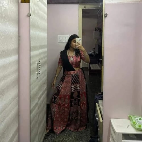 Customer photo review of Multi Color Premium Rayon Ajark Print Lehenga Choli Set