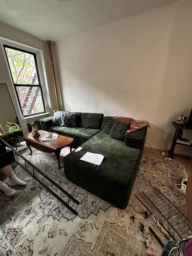 Customer photo review of HOMREST 106 inch Cloud Sectional Couch with Chaise Lounge for Living Room, Corduroy Fabric, Green