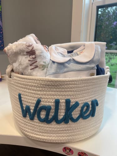 Customer photo review of Baby Knits™ Personalized Knitted Basket