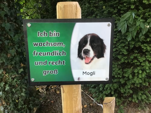 Customer photo review of Hunde-Türschild personalisiert mit Foto & Text (UV- und wetterfest)