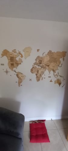 Customer photo review of 3D Wooden World Map Gold
