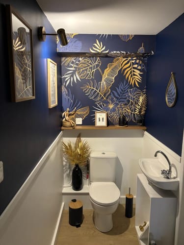 Customer photo review of Papier Peint Tropical Bleu-Doré Aristocrate