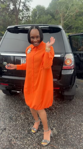 Patricia P. review of Long Sleeves Loose Solid Color Lapel Collar Midi Dresses Shirt Dress image 1 out of 1