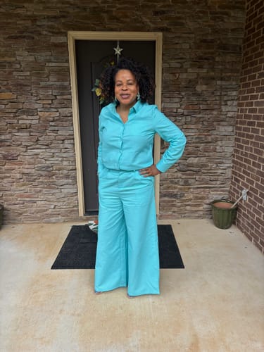 Clarissa P. review of High Waisted Loose Solid Color Split-Joint Pants Trousers image 1 out of 1