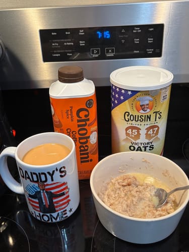 Customer photo review of Cousin T's Gourmet Trump Victory Oats