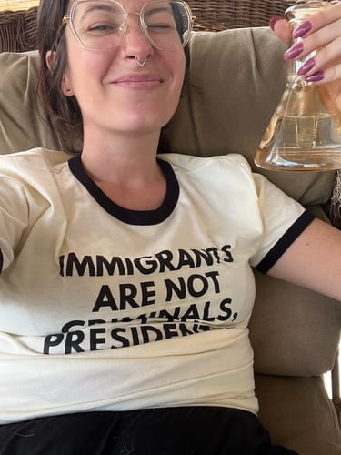 Customer photo review of Immigrants Premium Unisex T-Shirt
