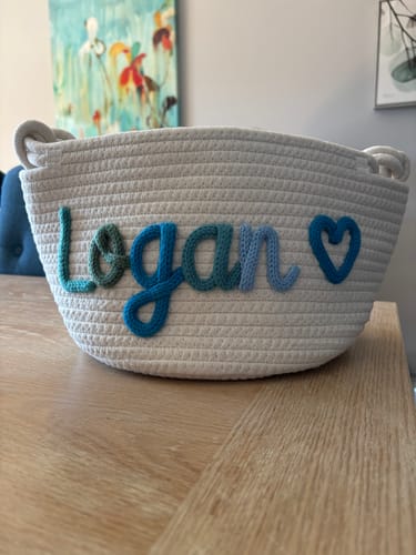 Customer photo review of Baby Knits™ Personalized Knitted Basket