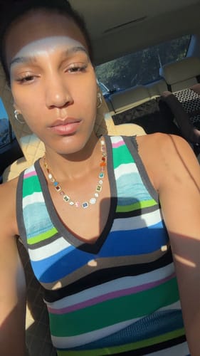 Customer photo review of Solstice Gemstone Necklace Gold