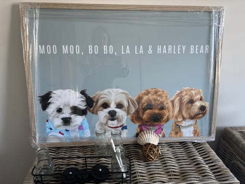 Customer photo review of Custom Pet Portrait - Four Pet Portrait