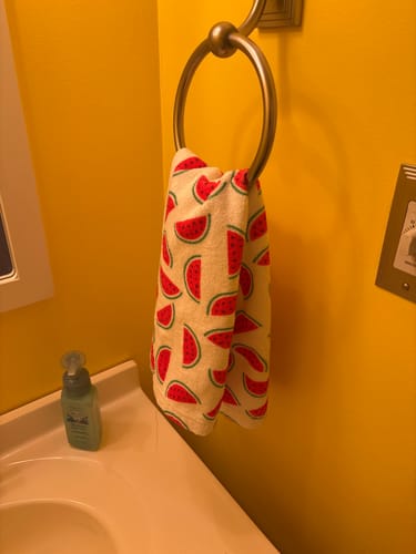 Customer photo review of Subtle Trump Sucks Watermelon Seeds Hand Towel