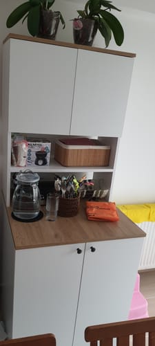 Customer photo review of Rani KD102 Çamaşır Makinesi Dolabı Kapaklı 3 Raflı Üst Dolaplı Banyo Dolabı Beyaz - Sepet Ceviz