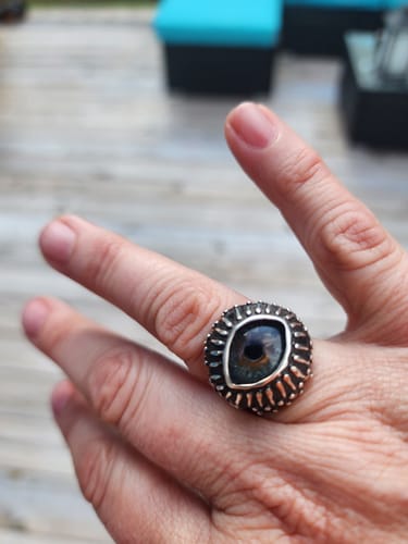 Customer photo review of Sample Sale - Black Sunflower Eye ring