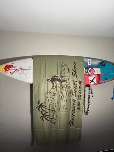 Customer photo review of Hawaiian South Shore Beach Towel with Magnet Green