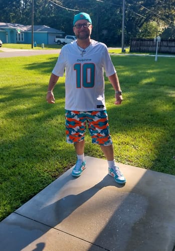 Customer photo review of Fins City Camo Cargo Shorts
