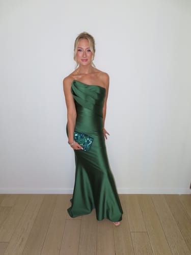 Customer photo review of Avani Dress in Forest Green by Nicole Bakti - RENTAL
