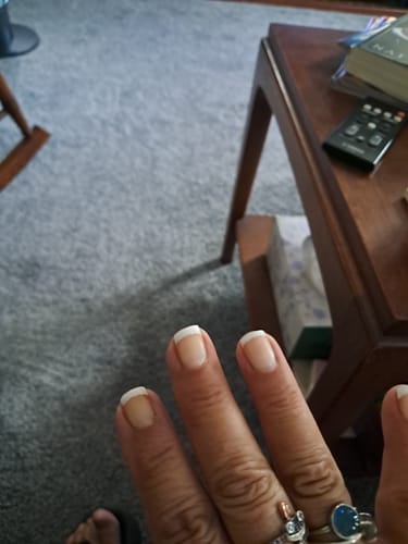 Customer photo review of French White Edge Semi-Cured Gel Nail Wrap
