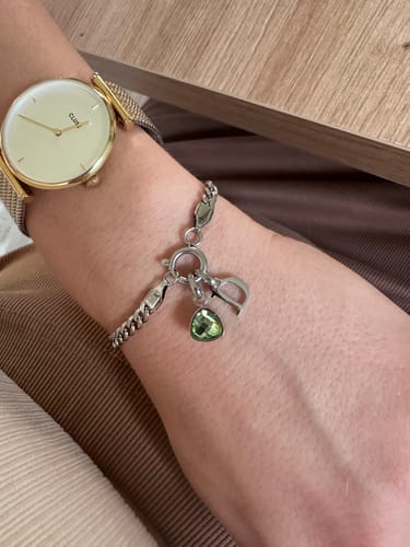 Customer photo review of Letter & birthstone bracelet silver