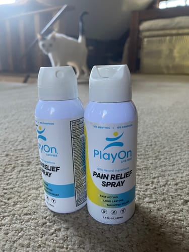 Customer photo review of PlayOn Pain Relief Spray