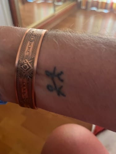 Customer photo review of Mens Masonic Bangle Pure Copper Bracelet - Magnetic