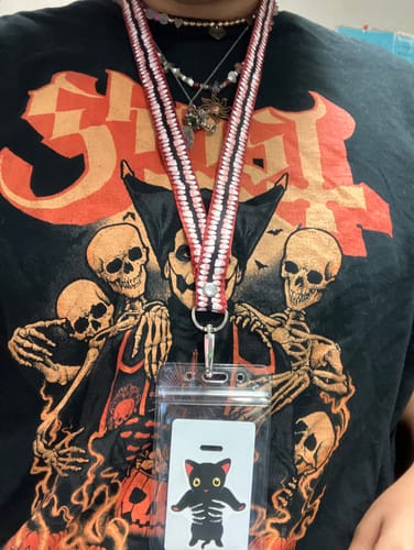 Customer photo review of Creepy Teeth Lanyard!