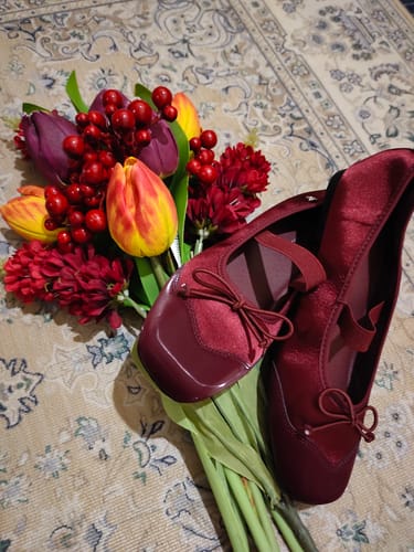 Customer photo review of Riley Ribbon Satin Flats